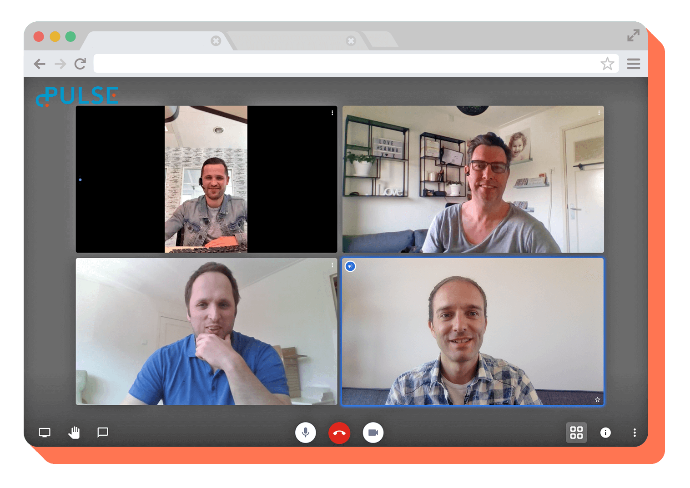 Pulse videochat met vier personen