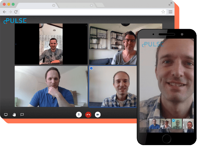 Pulse Meet op desktop en mobiel
